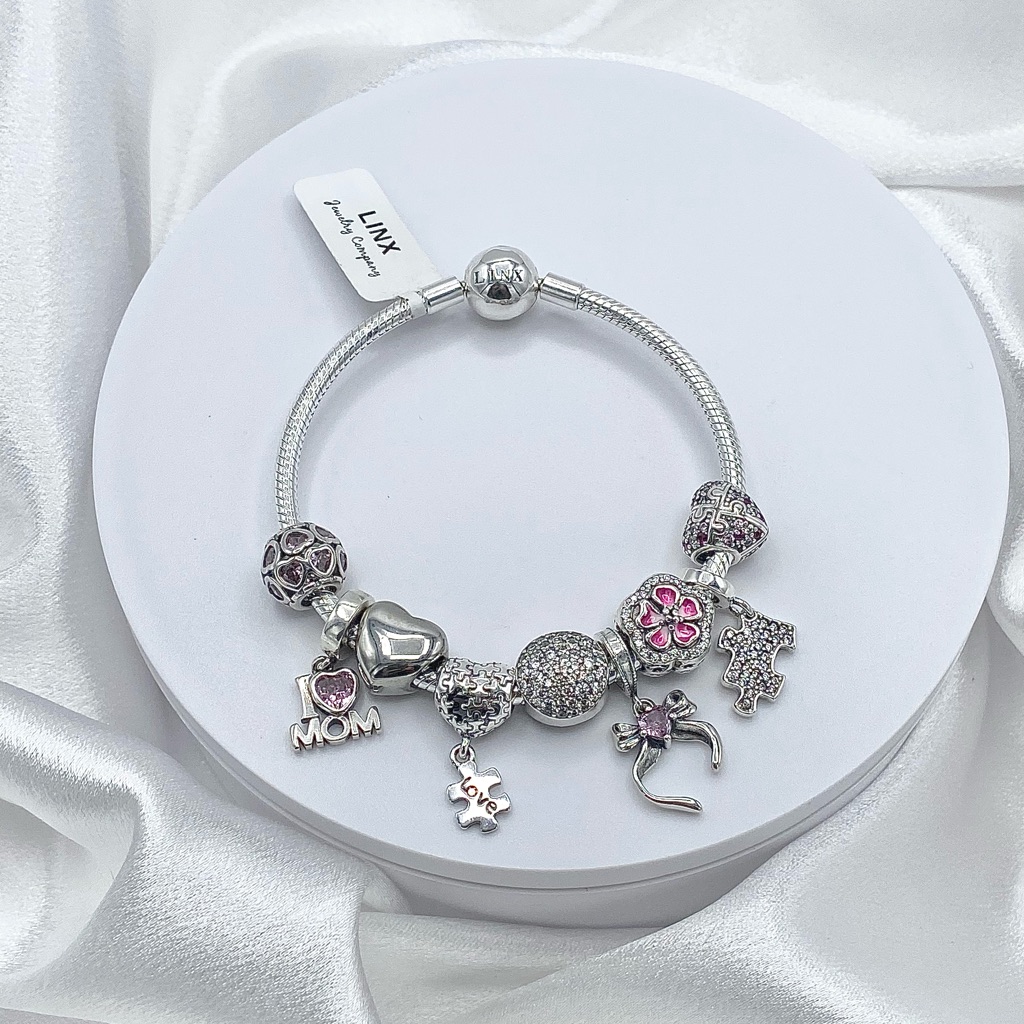 Linx Snake Chain Bracelet With Autism Mom Themed Charms